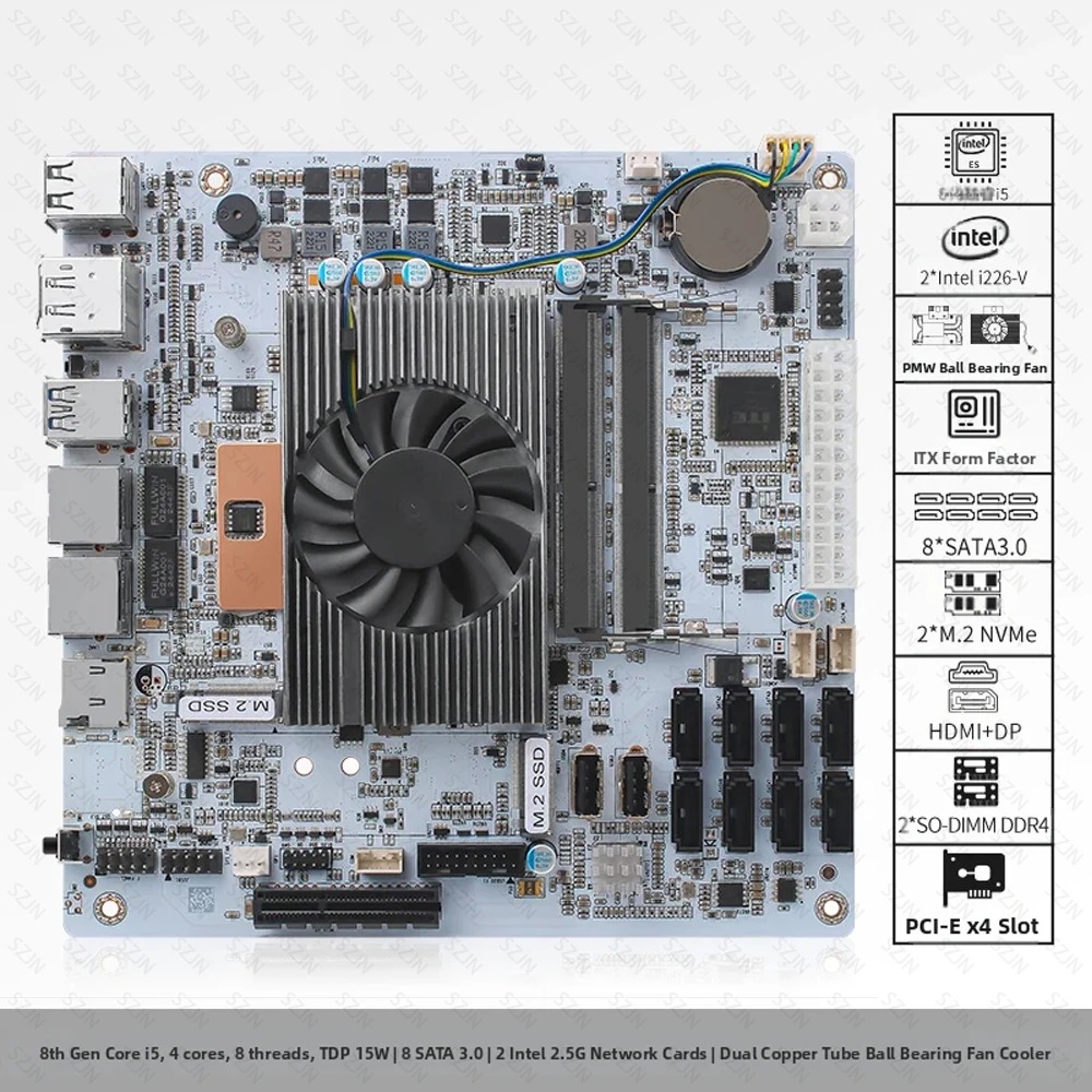 Nas Motherboard 8 Sata Mini Itx - I5-8265U ES NAS 마더보드 8베이 NAS